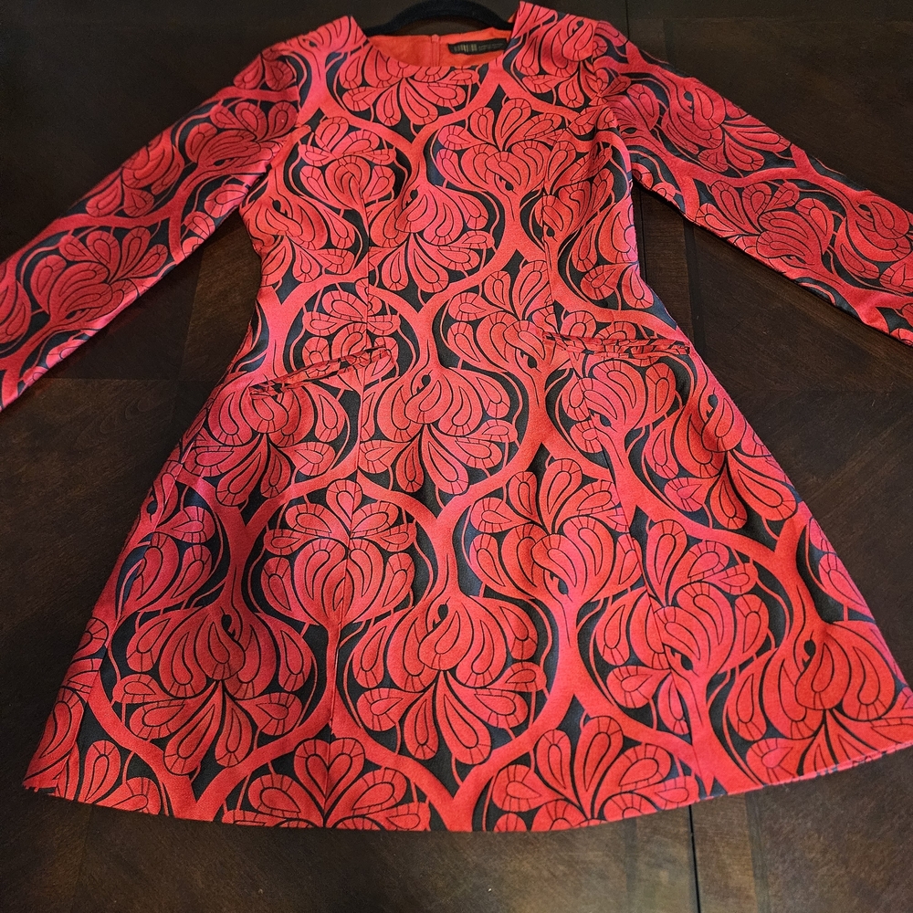 **Beautiful** Red and Black Long Sleeve Dress
